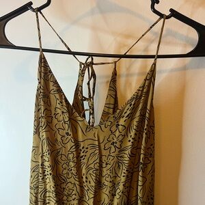 Floral Spaghetti Strap Maxi Dress - Brown Floral